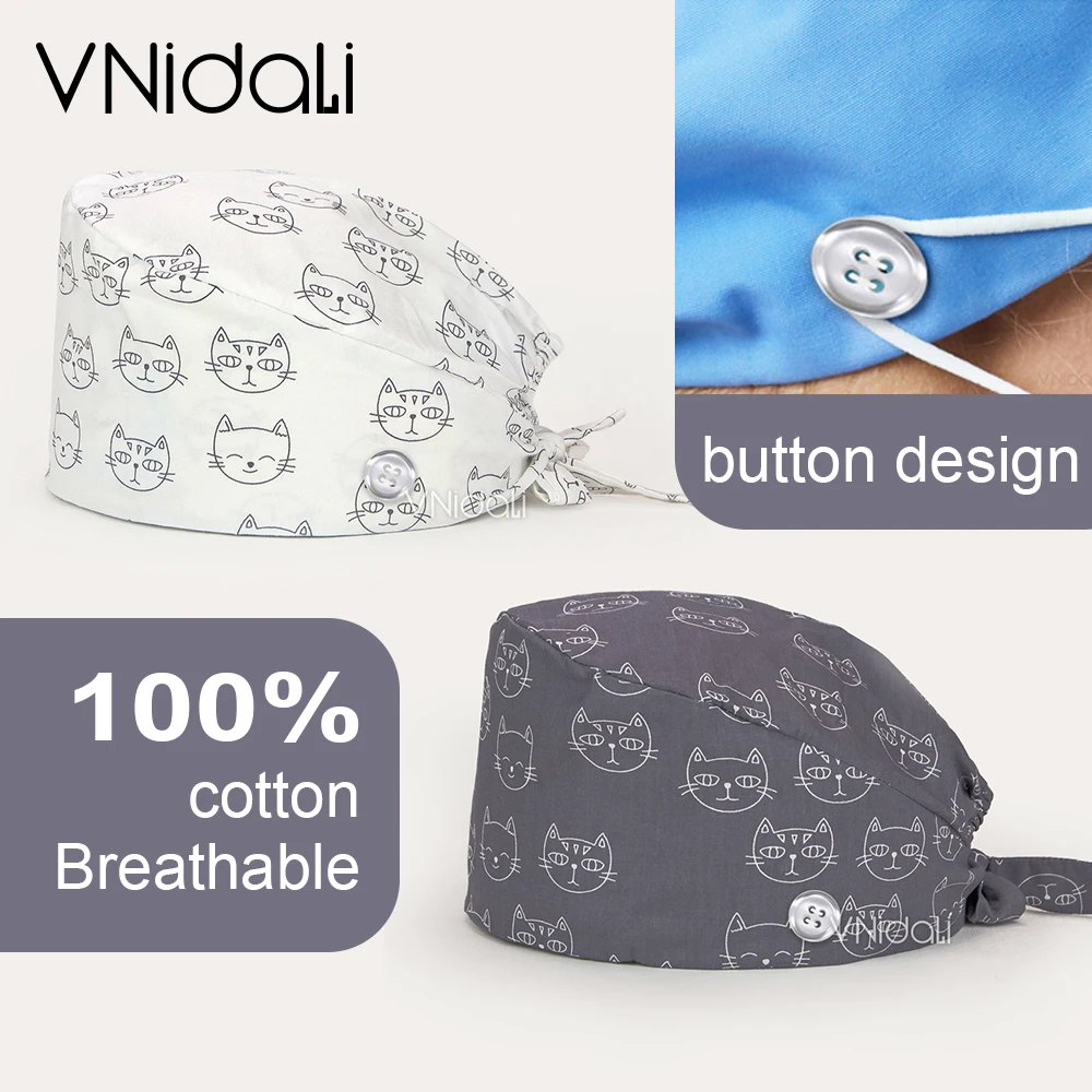 Surgeri – casquette ajustable en coton pour homme, chapeau à motifs imprimés de chats de dessin animé, pour salon de beauté, soins infirmiers, travail en laboratoire