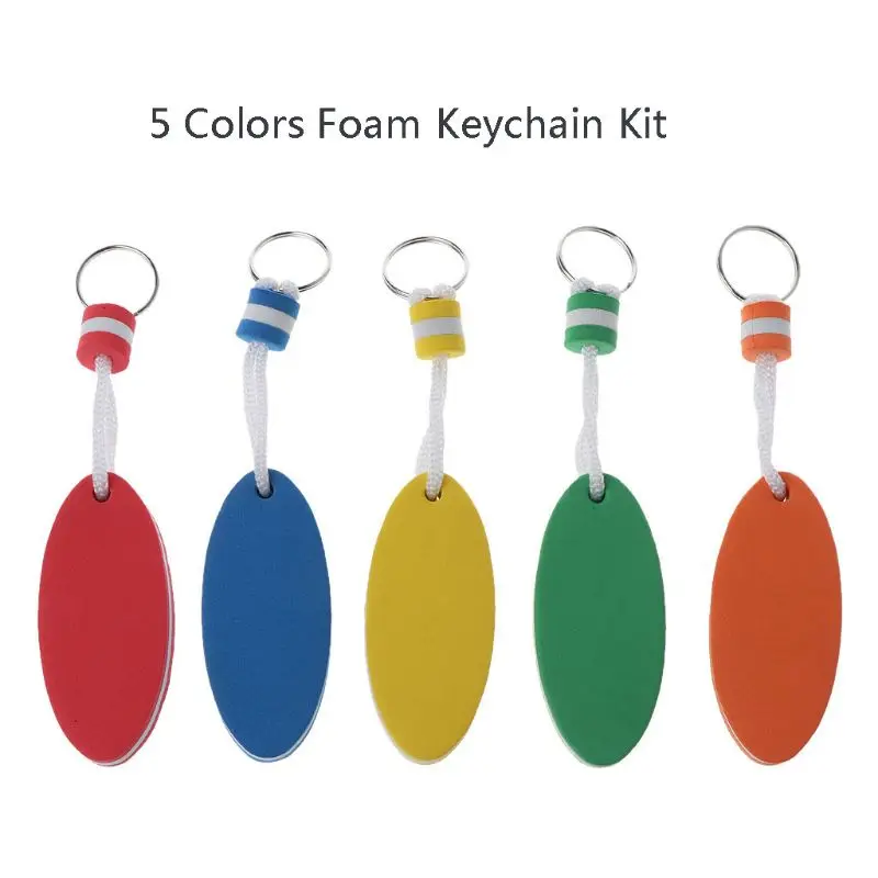 5 Colors Foam Floating Keychain Oval Shape Foam Floater Key Ring for Boating Fishing Surfing Sailing Outdoor Sports