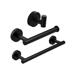 Juego de accesorios de baño SUS304, toallero negro, soporte de papel higiénico, gancho para bata, acero inoxidable, dorado