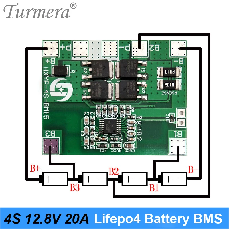 Turmera 12V 12Ah pojemnik na baterie 4S 12.8V 20A BMS 2X4 uchwyt nikiel dla 8 sztuk 32700 Lifepo4 system ups skorzystaj z