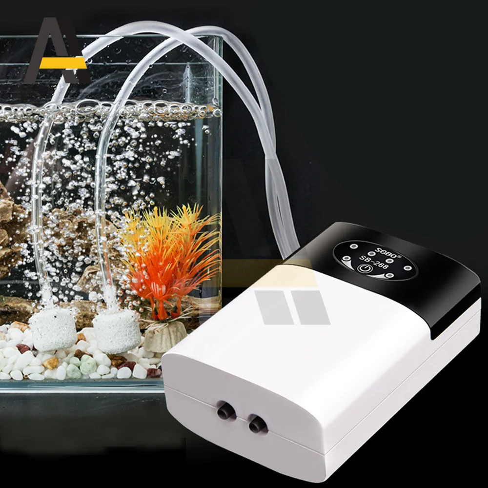 1 Set ثنائي الغرض مضخة أكسجين عملية USB شحن المحمولة التيار المتناوب العادم الهواء الترا ضاغط هواء صامت للأسماك حوض السمك