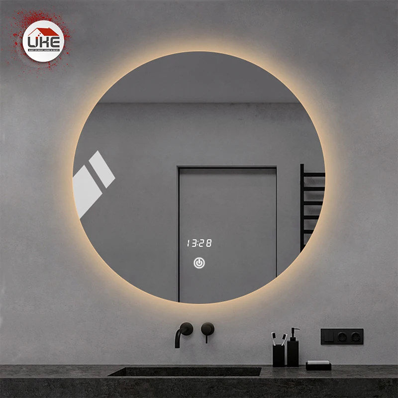 

Custom Smart Round Bathroom Mirror With LED light WiFi Multi-Function High Quality Refection Frameless Silver Bathroom Mirror