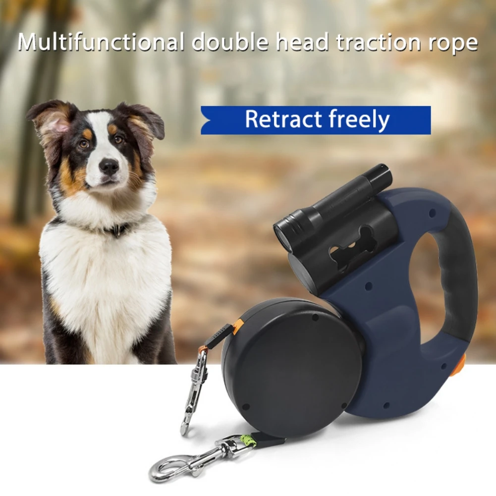 Double Dog Leash Retractable Roulette Leash Pet Walking Lead Small And Big Dog Traction Rope 3M Long Leashes For Two Dogs 2