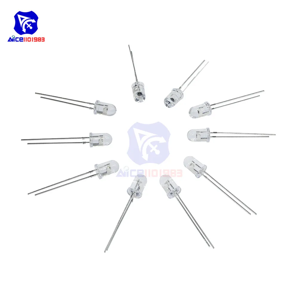 Diymore 10 قطعة/الوحدة 5 مللي متر 850nm الأشعة تحت الحمراء 2 دبوس الصمام الثنائي مصباح للكاميرا ليلة الإصدار #2