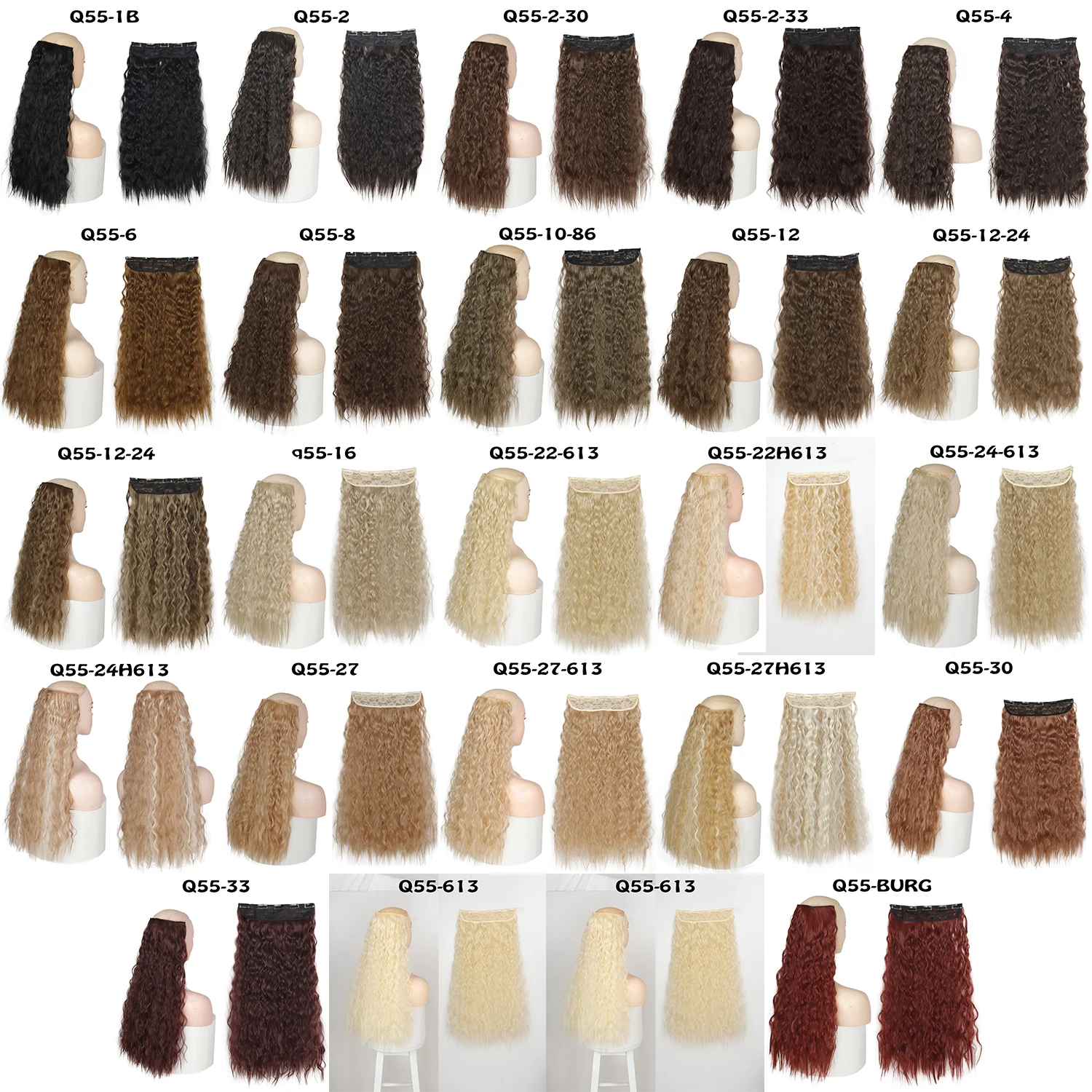 AZQUEEN Synthetic 120g 5 Clips Hair Long Water Wave Clip In Hair Extensions False Hair Black Hair Pieces for Women