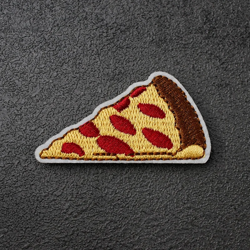 Pizza (Size:3.5X6.0cm) DIY Cloth Badges Embroidered Applique Sewing Patch Clothes Stickers Garment Apparel Accessories