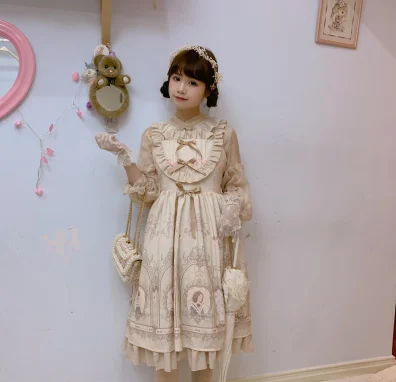 Dolce giapponese vestito dalla principessa lolita vintage gothic loli Morbido Della Ragazza cosplay jsk stampa sveglio a vita alta jsk Lolita cos loli