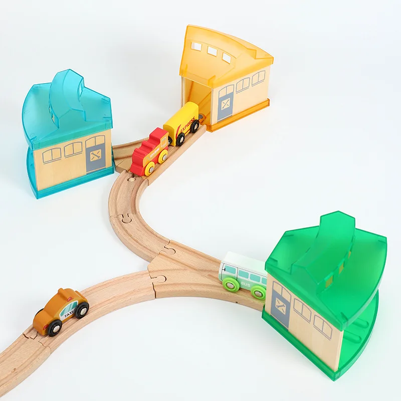 Plastic Transparent Parking Lot Railway Station Train Track Toy Accessories Fit Biro All Brands Wooden Tracks Toys for Kids Gift