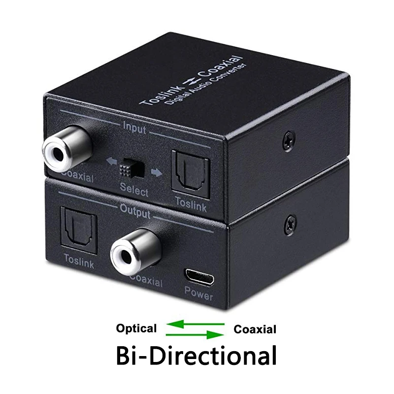 Optical to Coax Audio Converter SPDIF Toslink to Coaxial and Coaxial to Optical Bi-Directional Swtich Digital Splitter Adapter