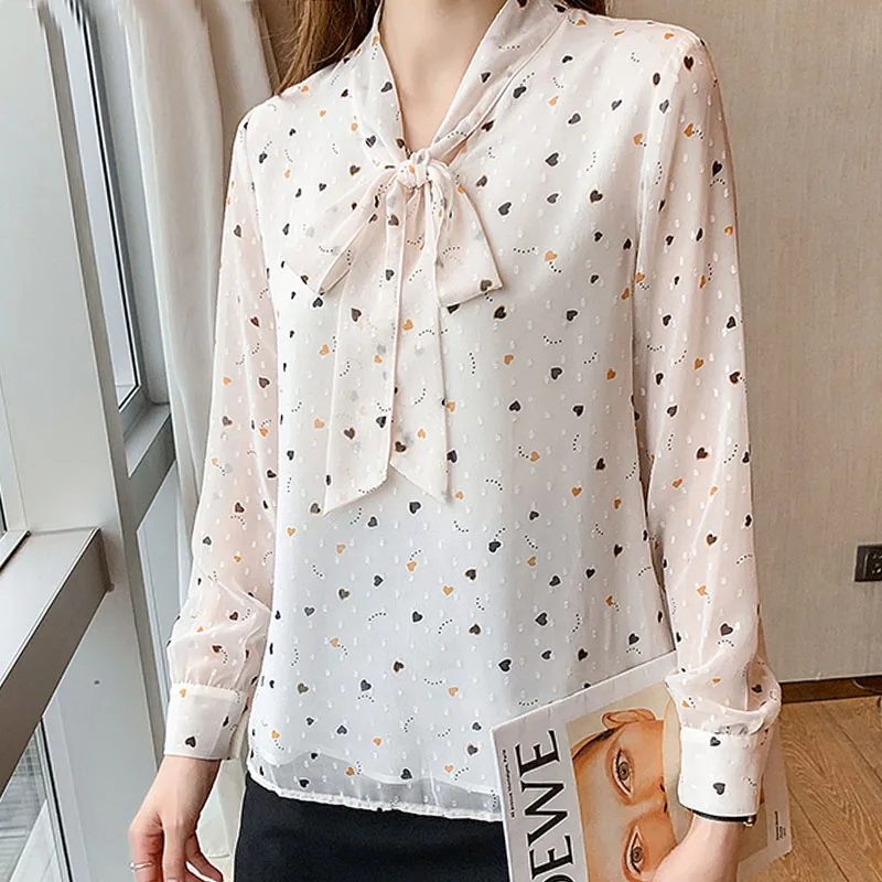 2021 outono nova floral manga longa chiffon camisa das mulheres arco blusa blusas femininas topos mujer dropshipping roupas casuais 2270