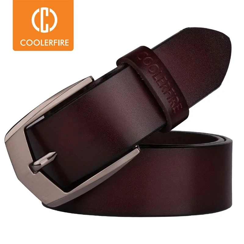 Coolerfire-Cinturón de cuero genuino de alta calidad para hombre, cinturones de diseñador de lujo, correa de piel de vaca, pantalones vaqueros, HQ043