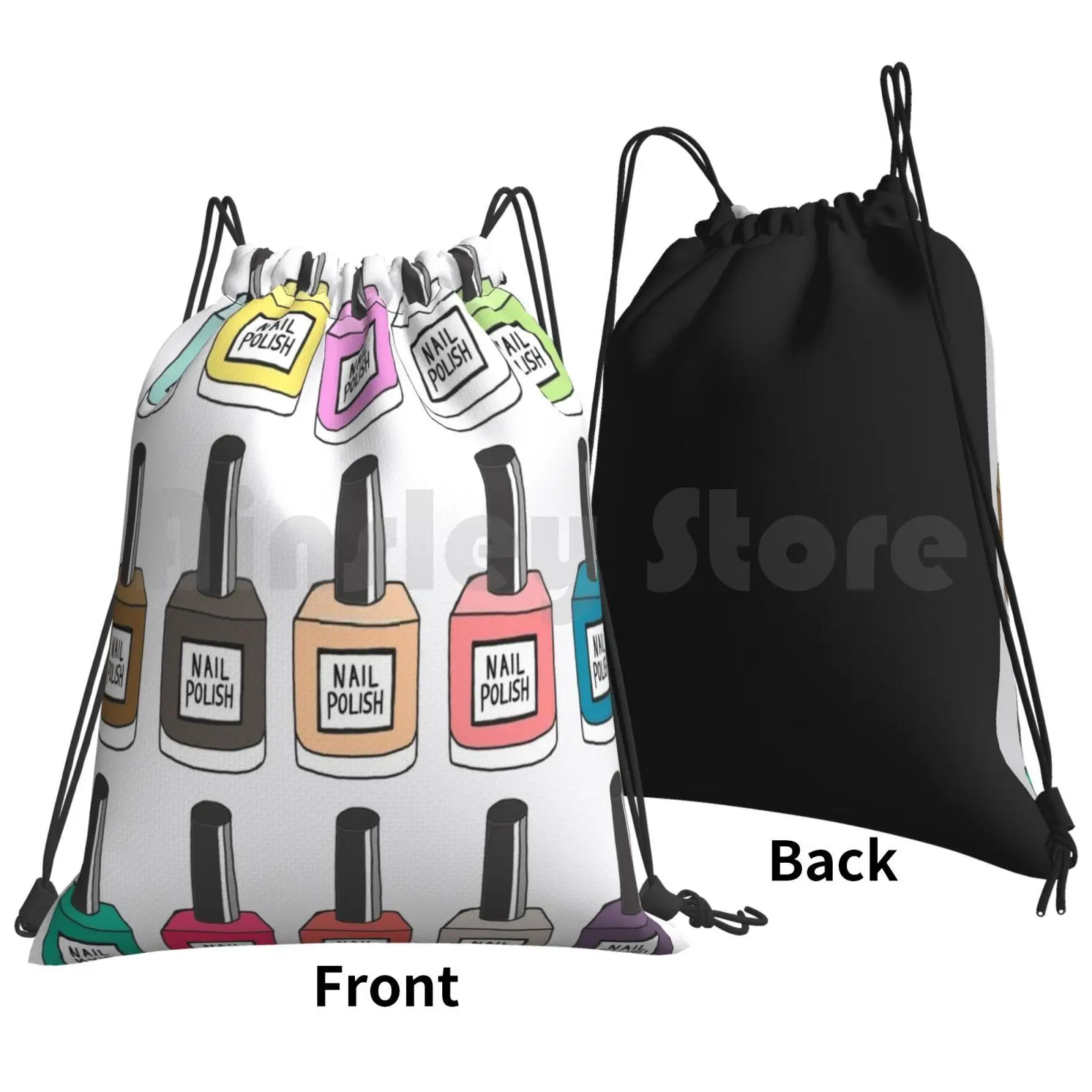 Nail Polish Collection Backpack Drawstring Bags Gym Bag Waterproof Nail Polish Nail Pop Art Beauty Cosmetic Make Up