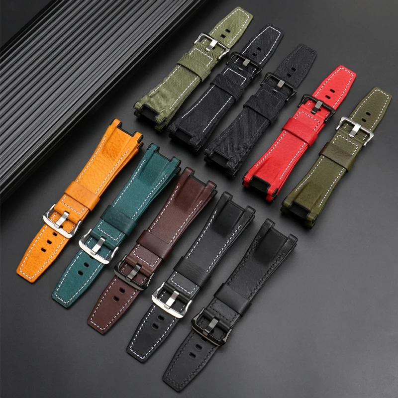 Men\'s Canvas leather watch strap 26MM for Casio GST-B100 S130 W300GL 400G W330 GST-W120L s120 W130L S100 Series watch accessorie