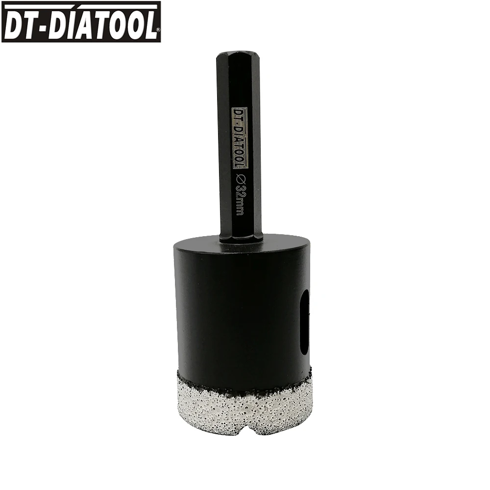 DT-DIATOOL Dia 32mm Vacuum Brazed Hexagon Shank Diamond Drill Core Bit Granite Marble Hole Saw Ceramic Tile Dry Drilling Bit