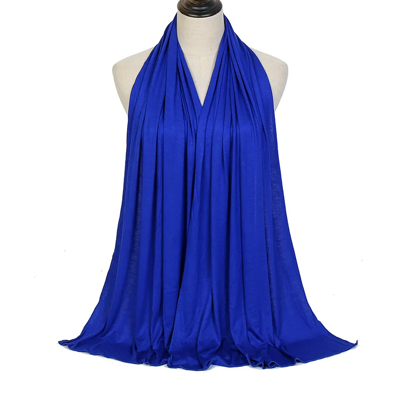 Écharpe Hijab en Jersey Uni, 20 Couleurs, Coton, Polyester, Round artificiel asticité, Châles, Foulard Long et Doux, Bande de Sauna Musulman, Snood,