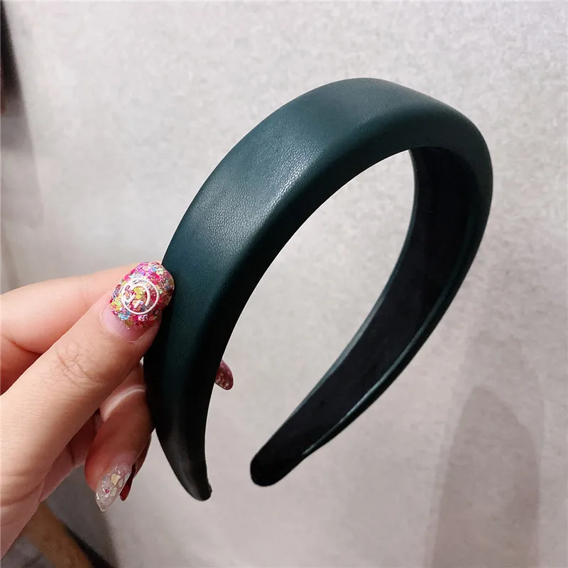 Bohemian Vintage Leather Padded Sponge Plain Hairband Headband Headwear Hair Accessories