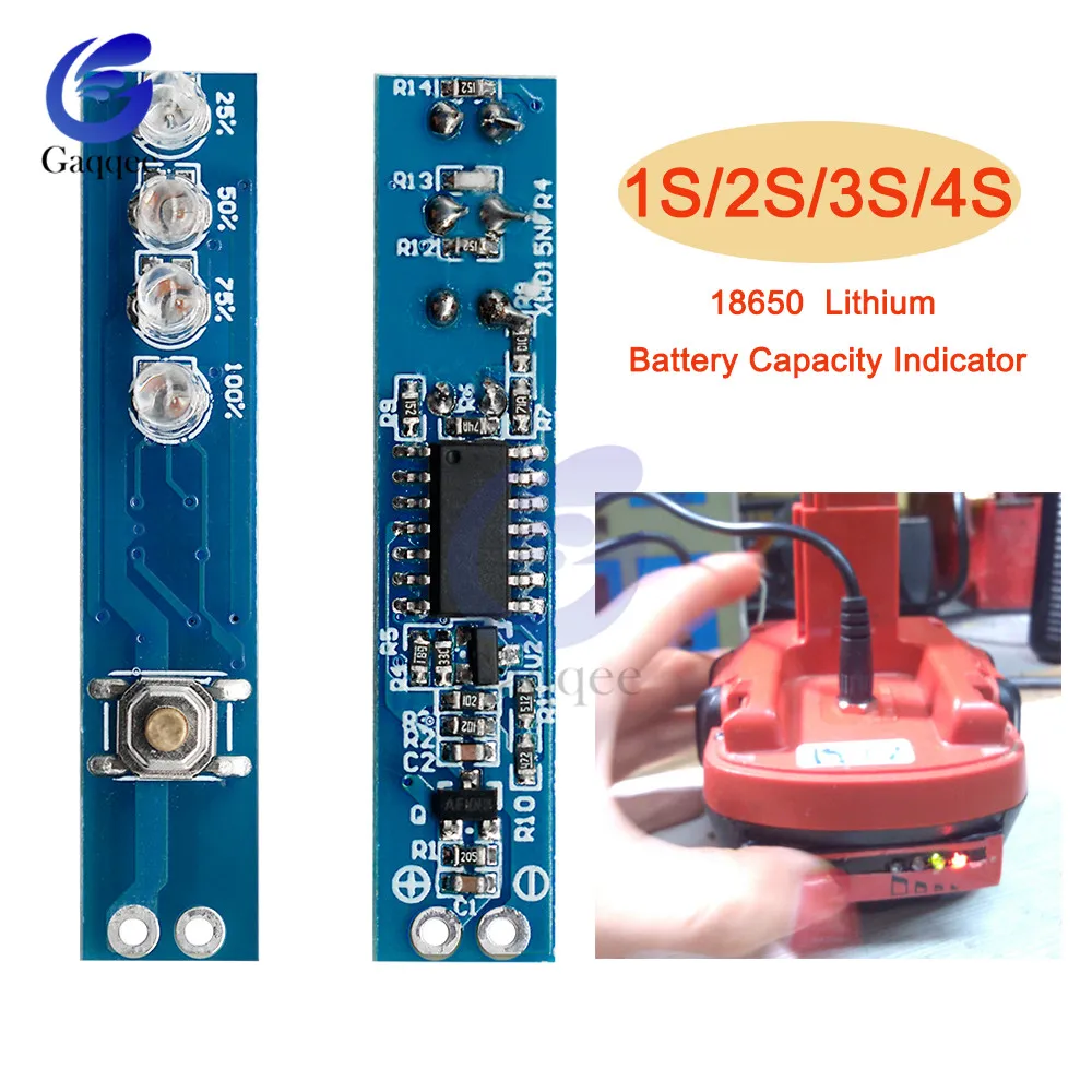 1S/2S/3S/4S Lithium Battery Capacity Tester LED Display Board Power Level Indicator Module For 18650 Lithium Li-ion lipo Battery