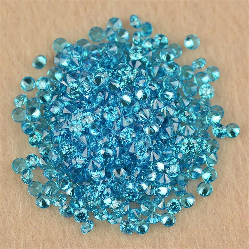 Sale 0.8~4mm AAAAA Loose Light Sea Blue Cubic Zirconia Stone Round Shape Brilliant Cut CZ SeaBlue Lab Created Zircon Stone Gems