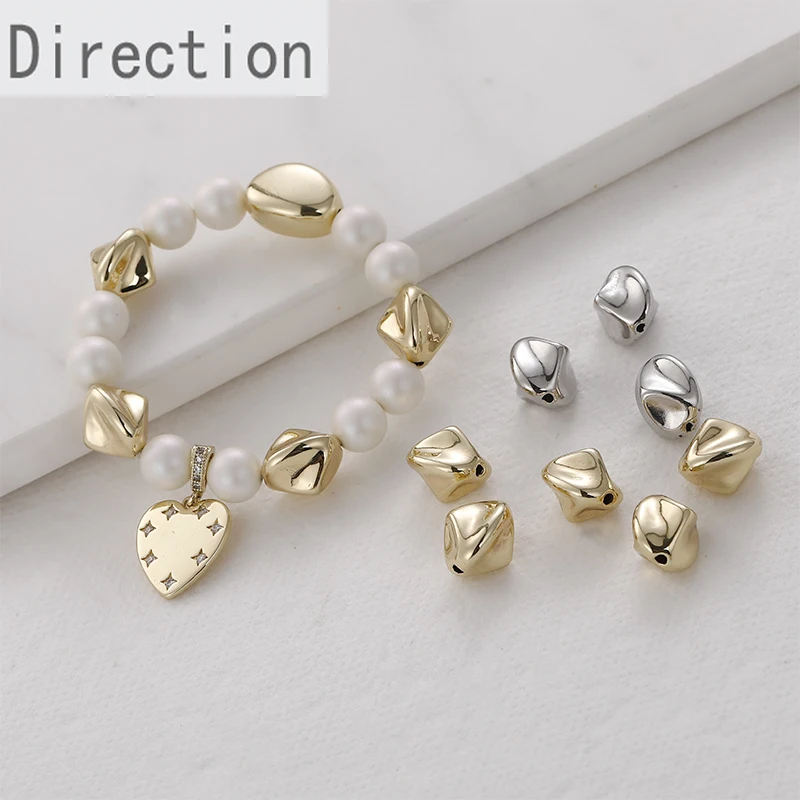 Resin diamond-shaped straight hole color-preserving electroplating does not peel off exquisite beads diy handmade material