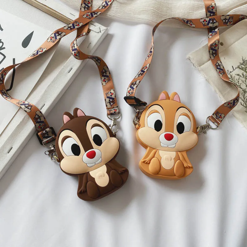 

silicone Disney Kiki Titi children's bag new trendy mini shoulder bag Korean cartoon chipmunk coin purse girls messenger bag