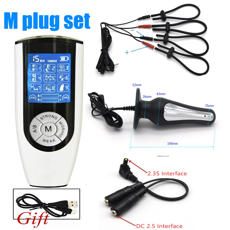 Electrostimulator for Men,Electric Shock Sex Anal Butt Plug Stimulation,Electro BDSM Cock Penis Ring,e stim Estim Electrosex toy