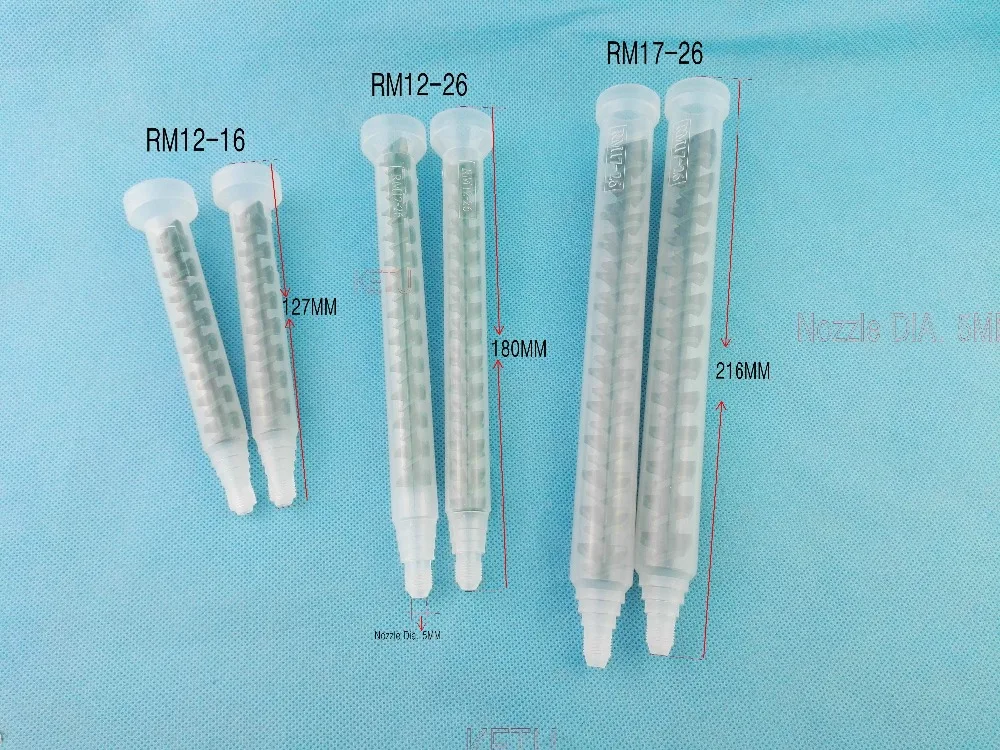 100 unids/lote boquillas mezcladoras dinámicas de resina color aleatorio (RM12-16,RM12-26,RM17-26... Opcional)