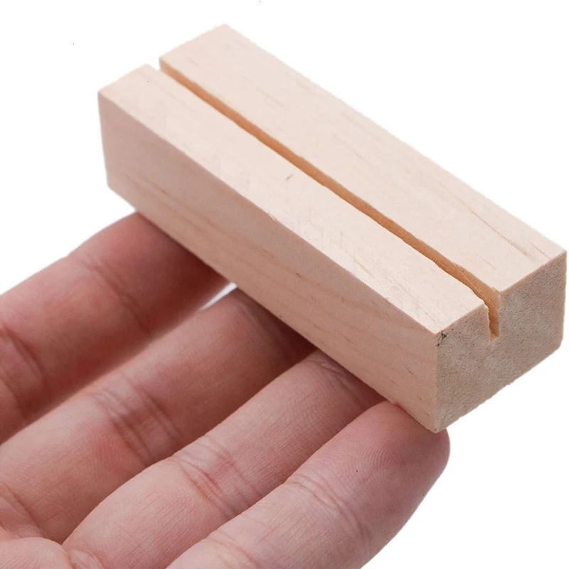 20 Pieces Wood Place Card Holders, Wooden Table Number Holder Memo Stand Clamps Stand Card Desktop Message Crafts for Wedding Di