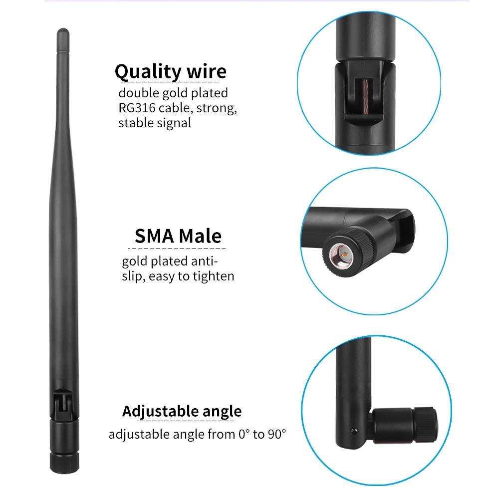 2PC 2.4 GHz WiFi Antenna 5dBi Aerial RP-SMA Male Wireless Router 2.4ghz Antenna wi fi Amplifier Booster For Router