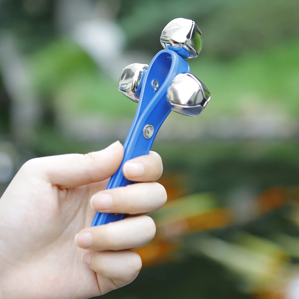 

SY-01 Three Bell Blue Hand Ringing Bell Hand Held Rattle Bell Tambourine ABS Plastic Handbell for Kids Shaker Game Birthday Gift