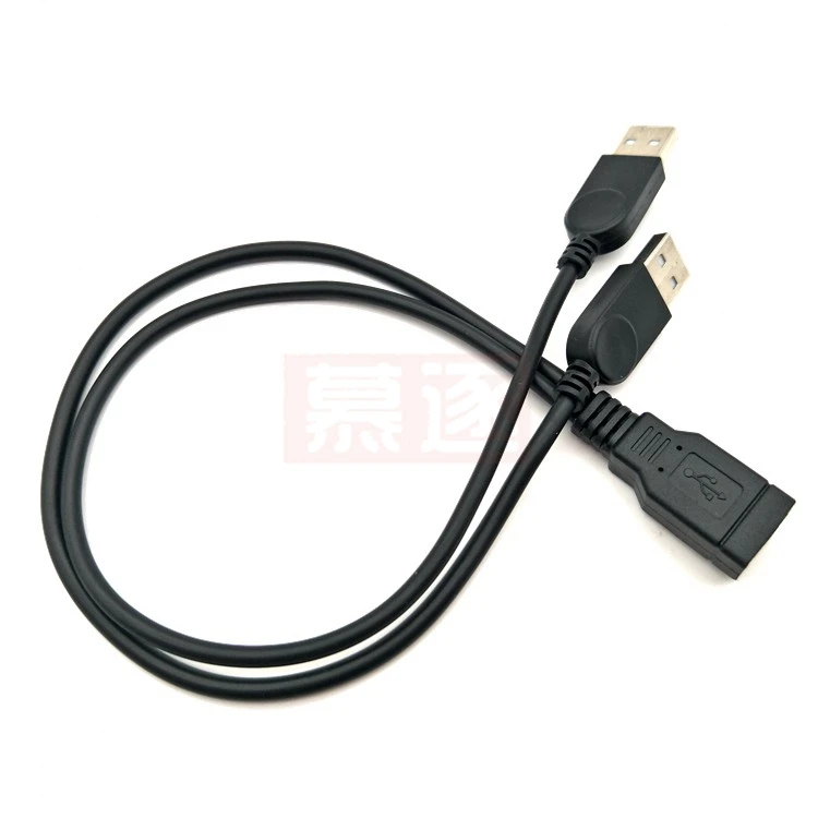 2PCS  2.0 A Male to USB Female 2 Double Dual Power Supply USB Female Splitter Extension Cable HUB Charge for Hard Disks Printers
