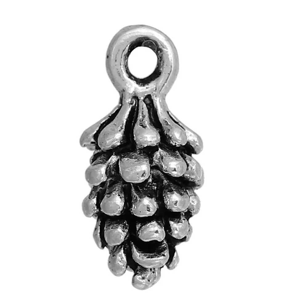 DoreenBeads Zinc Based Alloy 3D Charms Pine Cone Silver Color Copper Gold, 10 PCs