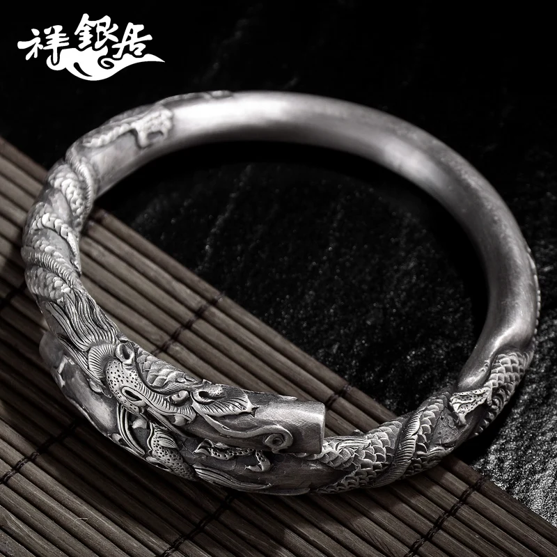 ★in ssangyong silver bracelet S999 fine silver sterling silver bracelet male money man personality dragon bracelet