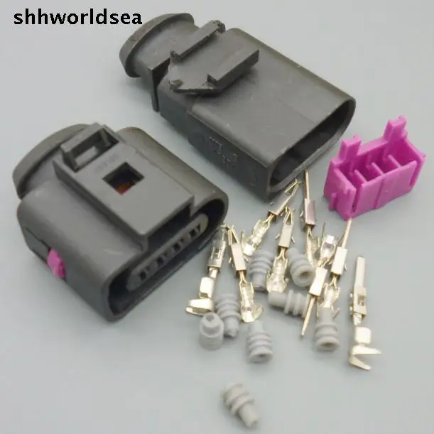 shhworldsea 5sets 1.5mm  male&female Kit 4 Way air press sensor Connector Repair Kit For A4 A6 VW NEW 1J0 973 704 1J0973704