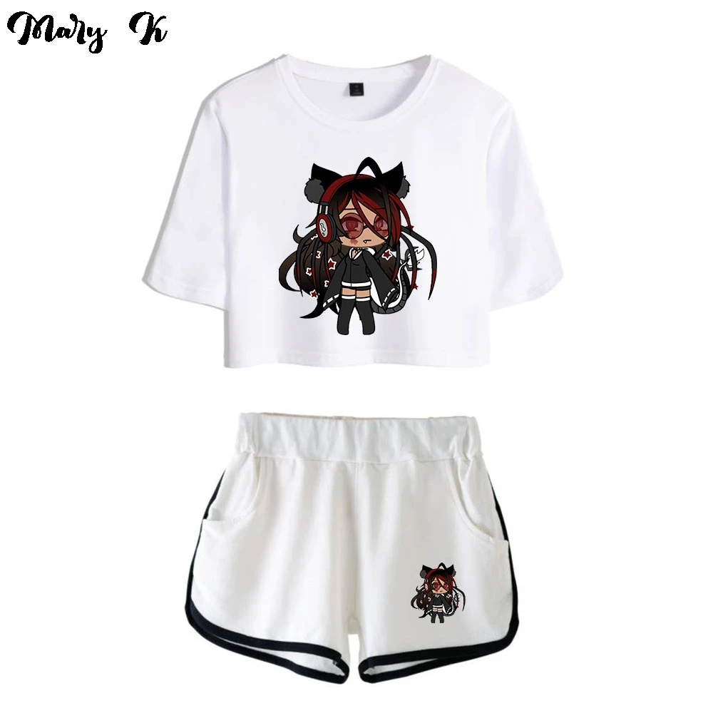 

2020 Gacha Life Women Two Piece Set Shorts+lovely T-shirt Harajuku Summer Streetwear Girl Fashion casual Sets