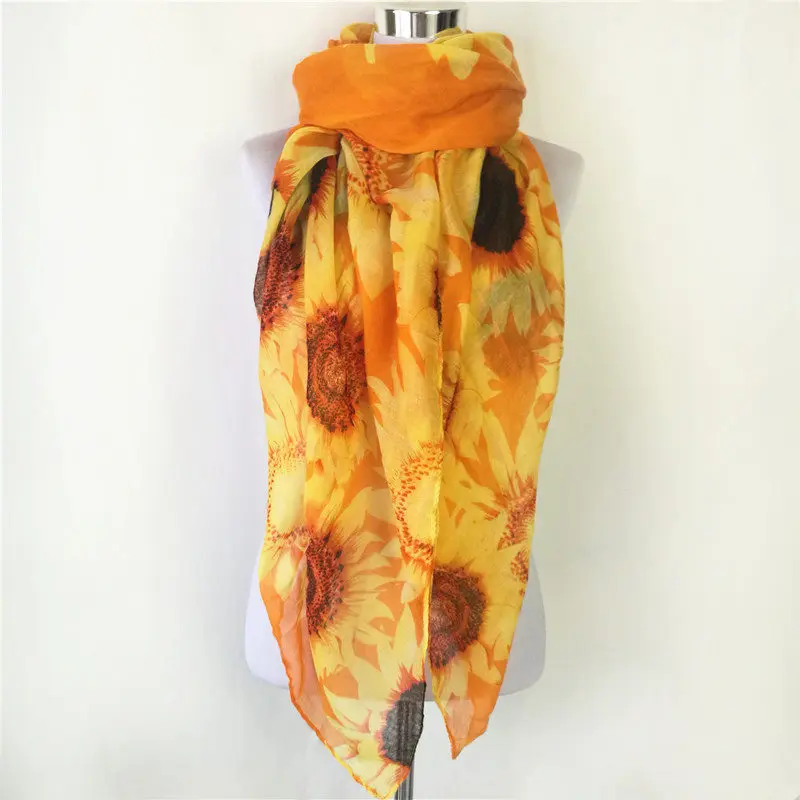 Women Spring Summer Thin Flower Scarf Literature viscose Scarf Female Sunscreen Shawl