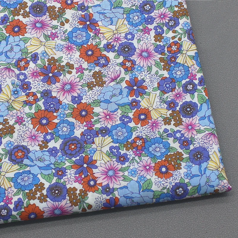 Summer Thin Poplin Soft Cotton Flowers Printed Muslin Fabrics For Sewing Dress Clothes Quilt Textile Needlework Handicraft Per H