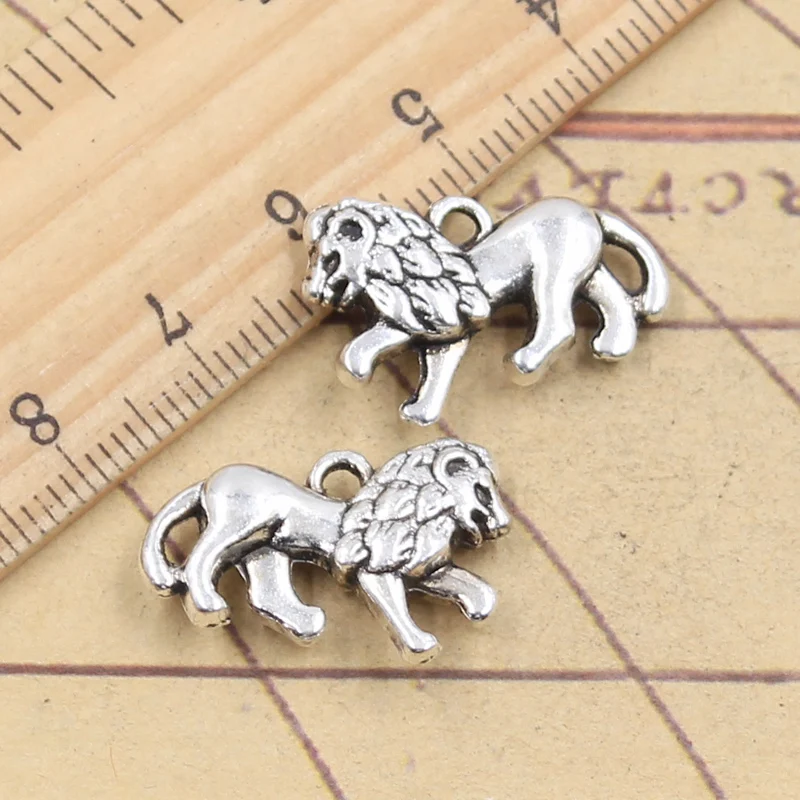 10pcs Charms 3D Animal Lion 15x22mm Tibetan Bronze Silver Color Pendants Antique Jewelry Making DIY Handmade Craft