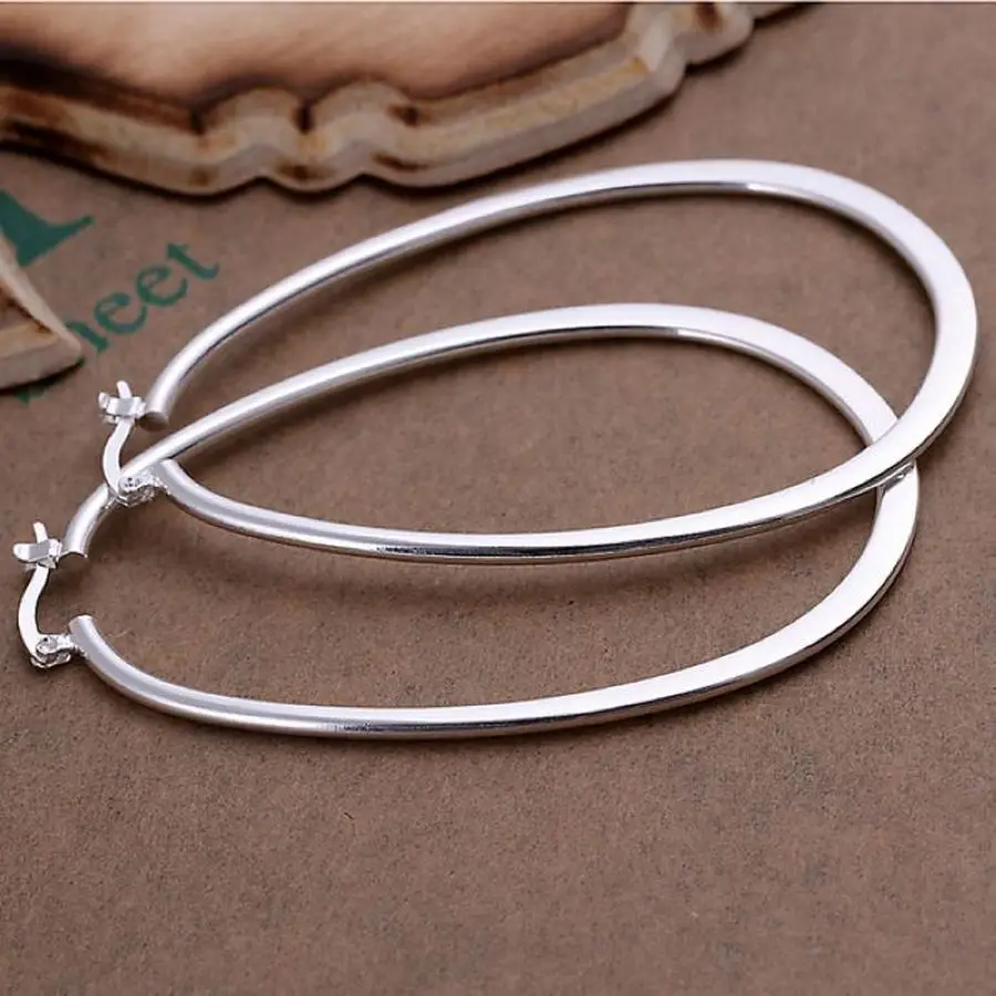 925 Sterling silver Earring Noble design elegant fashion women big Earring Jewelry free shipping lady cute wedding gifts hoops