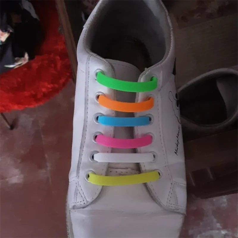 Cordones elásticos de silicona para niños y adultos, cordón especial para zapatillas, goma, 16 unids/lote