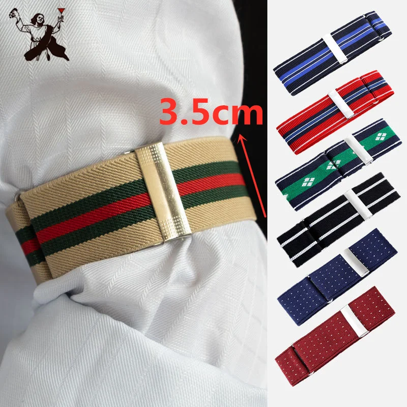 

3.5cm Elasticated Unisex Armband Sleeve Garter Adjustable Gift Shirt Sleeve Holders Cufflink Business Wedding Groom Accessory