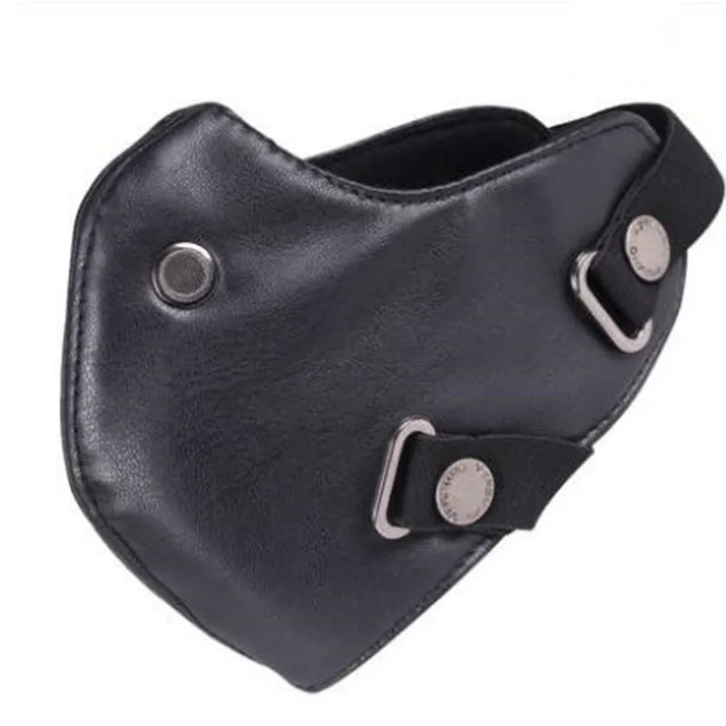 PU Leather Punk Motorcycle Mask Riding Mask New Universal Outdoor Windproof Breathable Breathing Mouth Dustproof Adjustable Mask