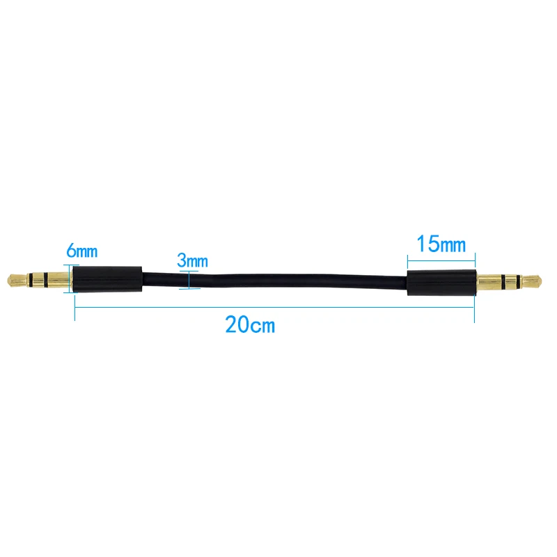 3.5mm  3 Pole 4 Pole Short Audio Cable Male to Male 20cm For Car AUX MP3/MP4