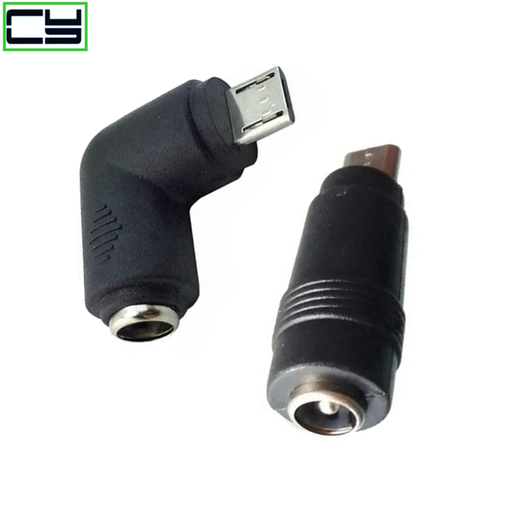 DC5.5*2.1mm Female to Micro USB Male Adapter 90 Degree Converter for Phone and tablet 12V DC Power Adapter