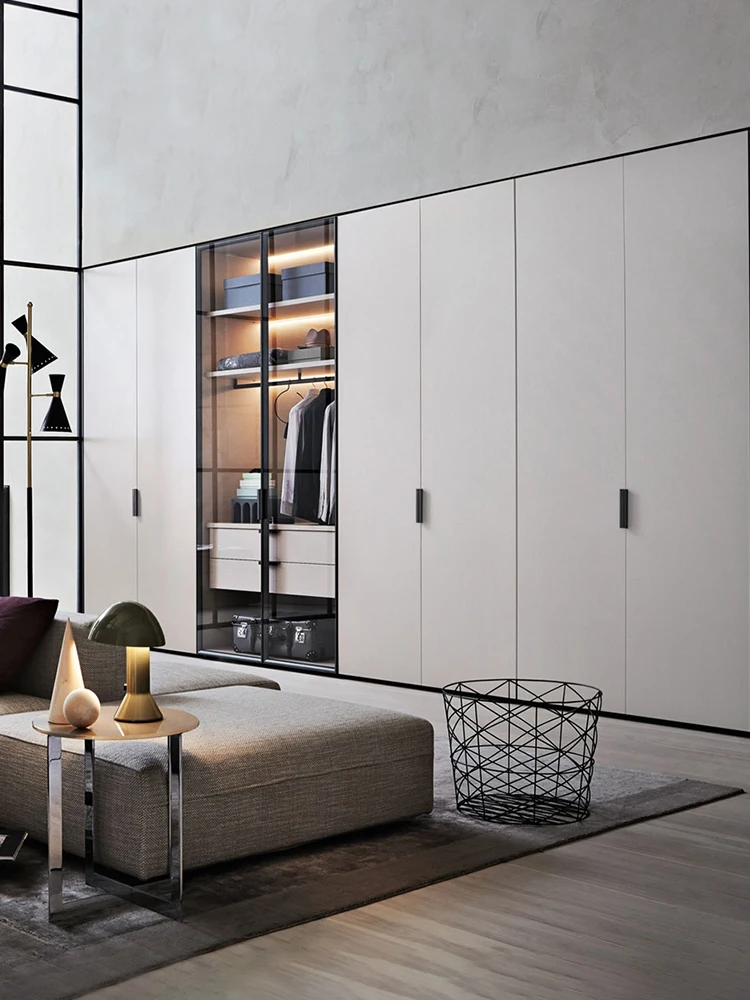 Integrated wardrobe customized simple glass door bedroom walk-in wardrobe cloakroom combination customized whole house