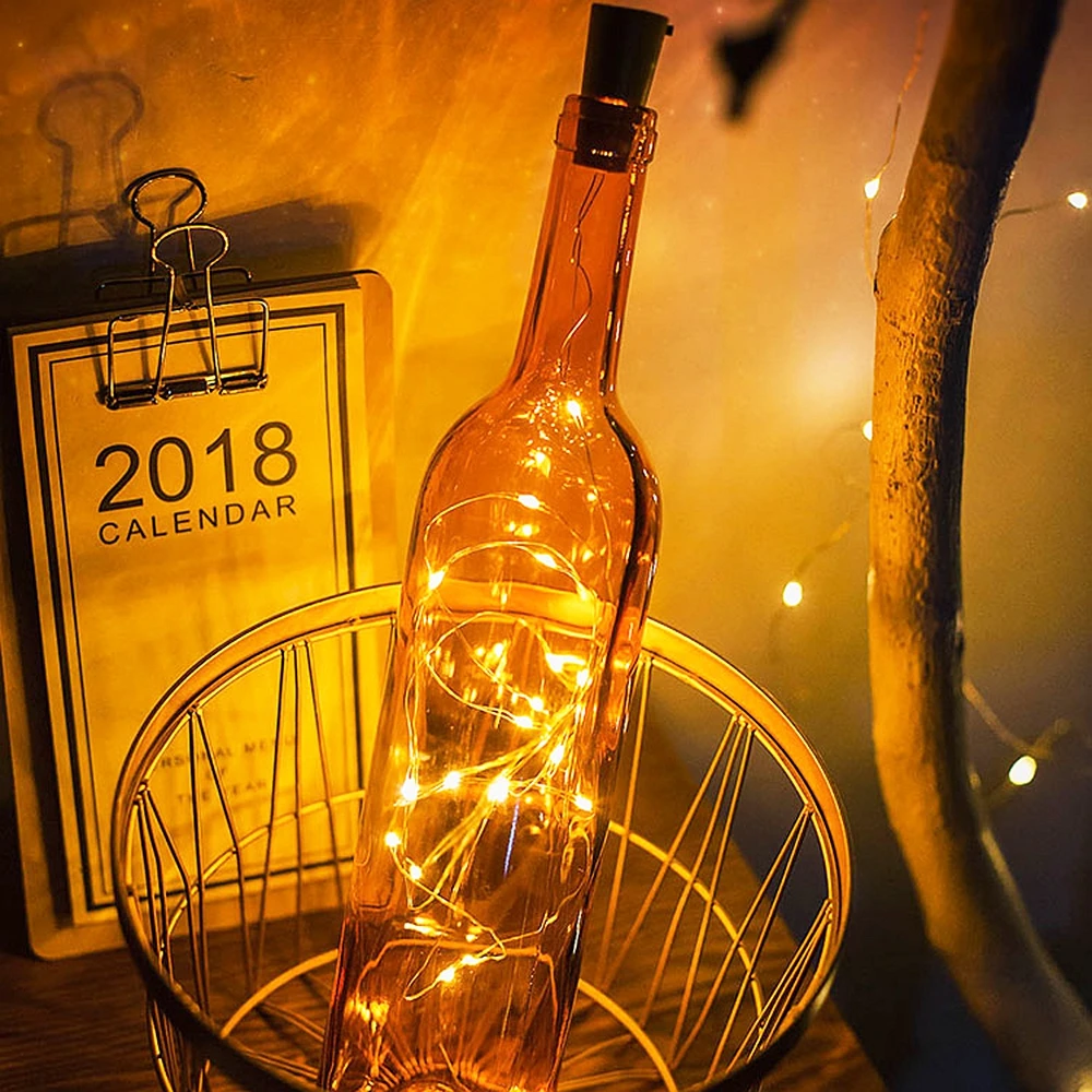 LED Wine Cork String Lights LR44 button battery Copper Wire Lamps Christmas Bar Warm White Atmosphere Decoration