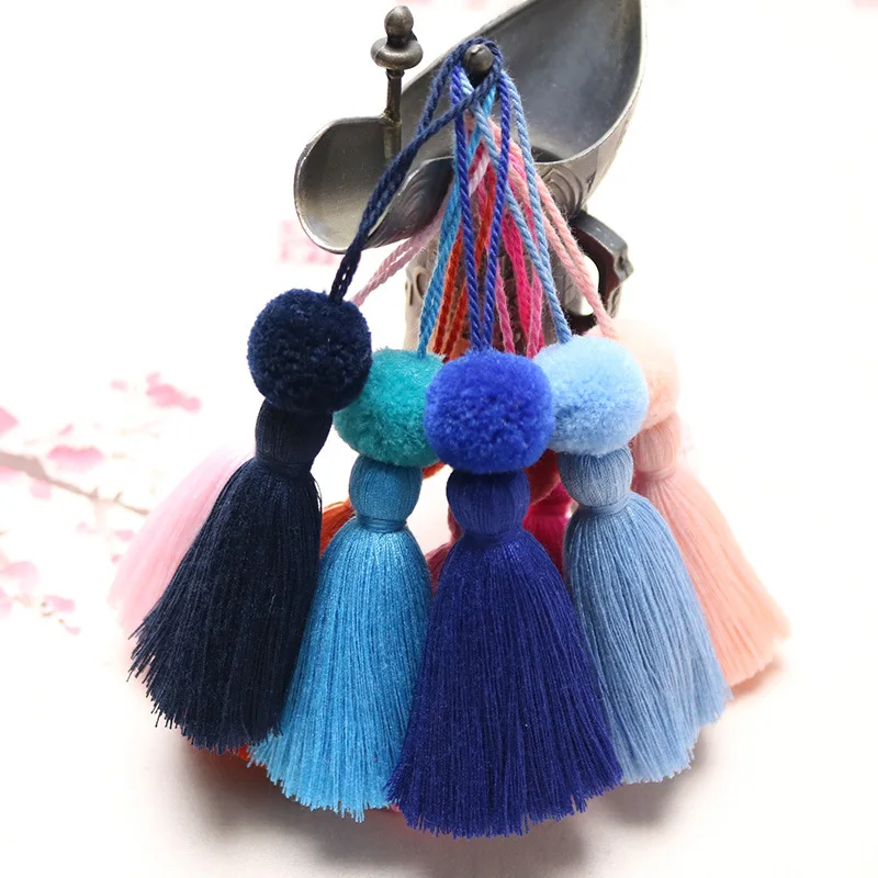 6Pcs Pompon Ball Tassel Fringe DIY Keychain Bag  Jewelry Making Charms Curtain Pendant Accessories Crafts Hanging Tassels Trim