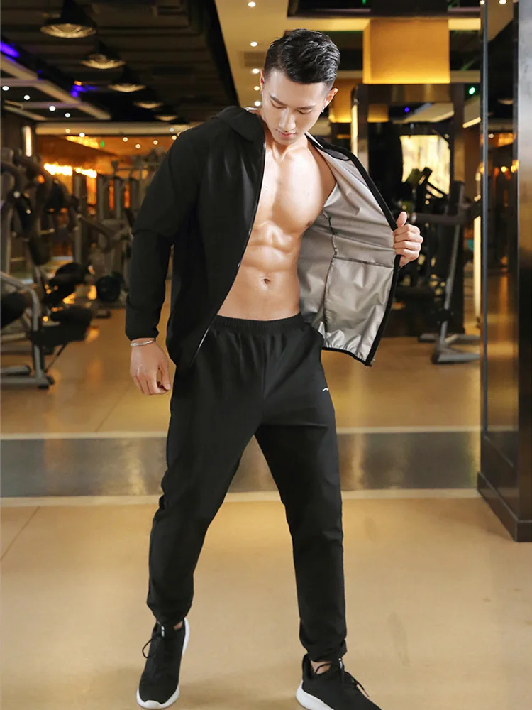 Sweat Suit for Men and Women, Sauna Exercise, Gym Suit, Fitness, Weight Loss, Anti Rip, Hooded Slim Tracksuits, Tops/Bottom