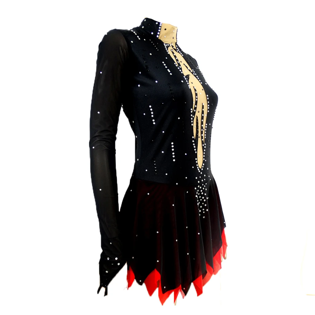 Girl Figure Skating Sequin Dress Leotard Gymnastics Front Hollow Back Figure Skating Dress Dance