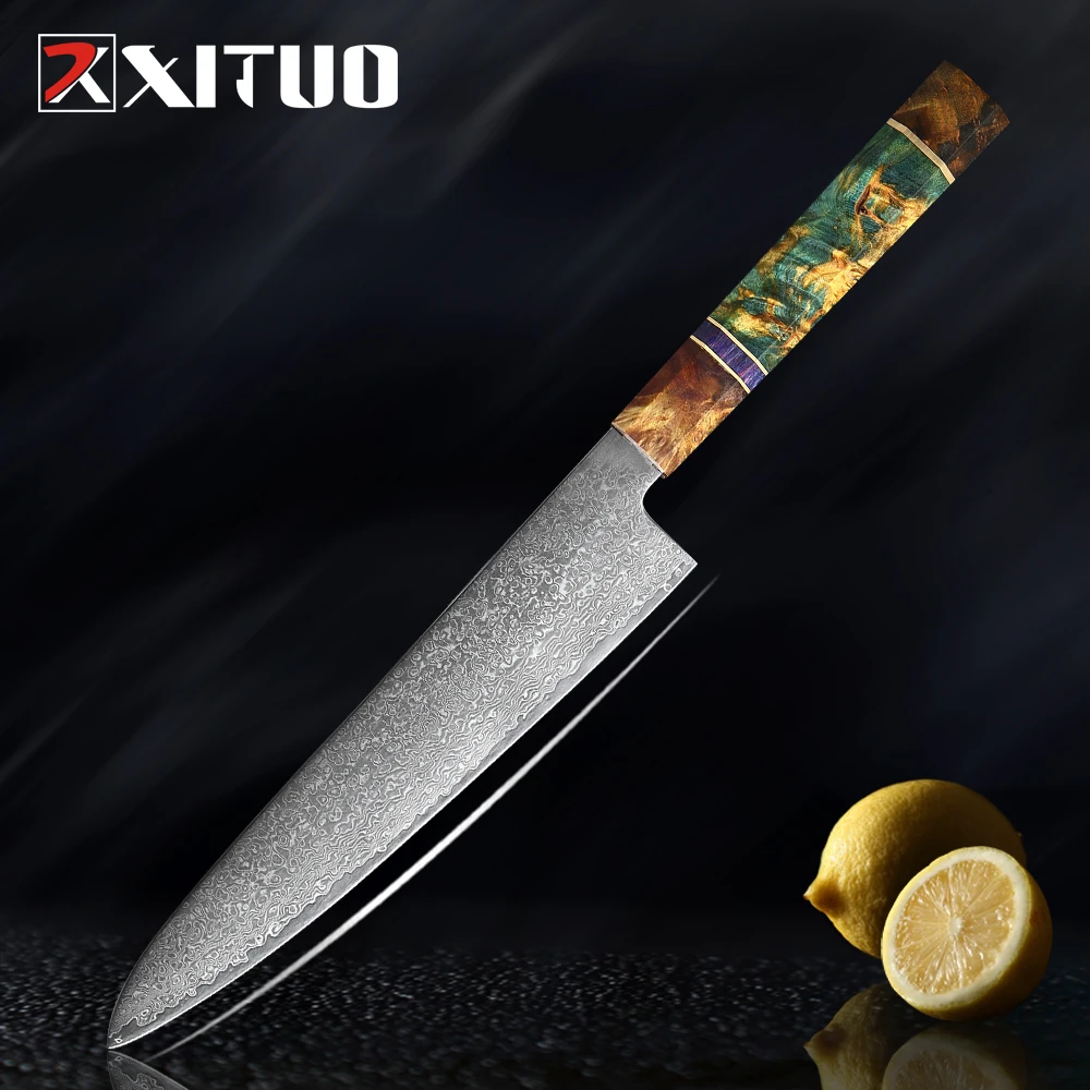 

XITUO Damascus Chef Knives 8.5 Inch Japanese VG10 Steel Ultra Sharp Blade Cook Knife Meat Vegetable Fruit Slicing Kitchen Knife