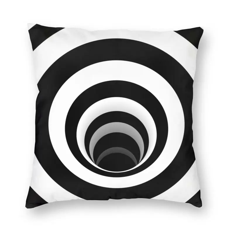 Optical Illusion Black Hole Lines Art Cushion Cover 45x45 Home Decor 3D Printing Geometrical Throw Pillow Case for Living Room